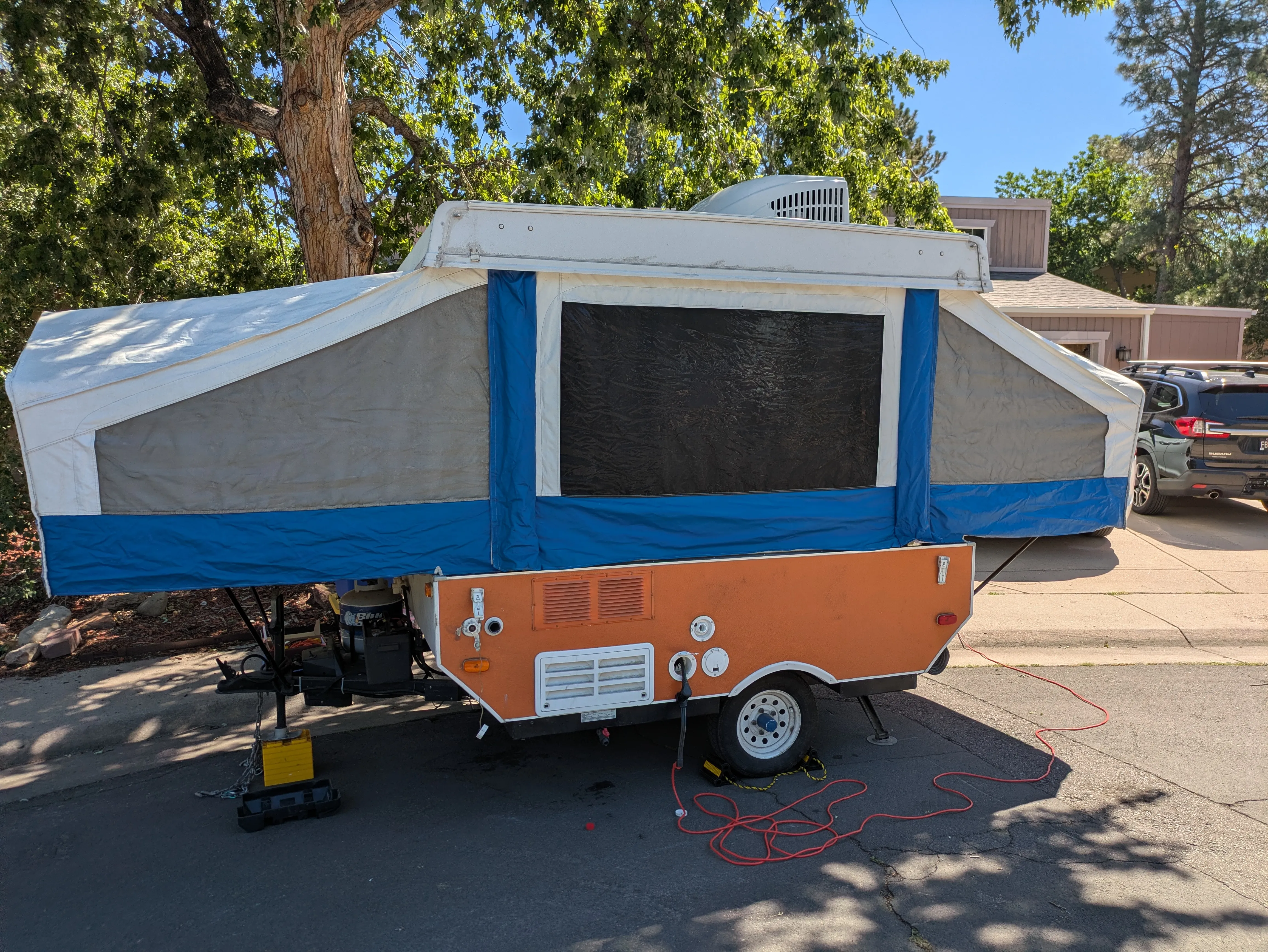 Orange popup camper